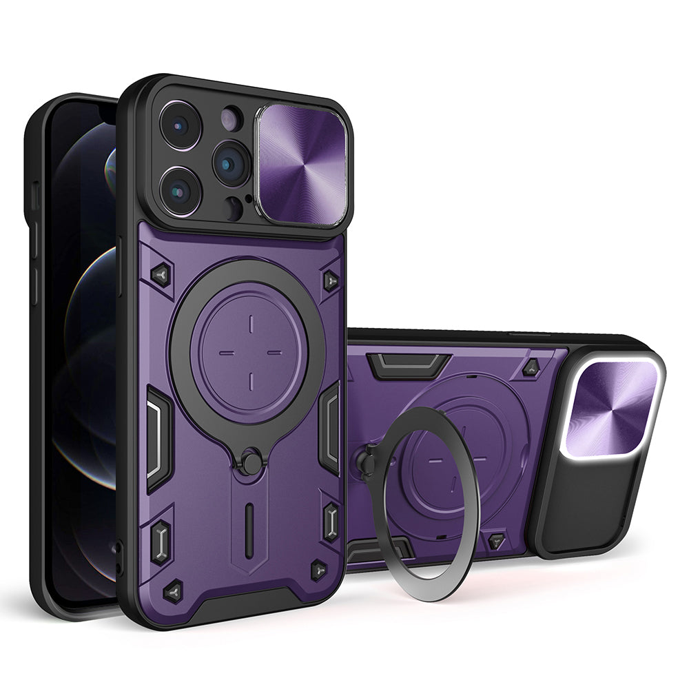 For iPhone 12 Pro Max 6.7 inch Slide Camera Lid Back Case Free Rotation Kickstand PC + TPU Phone Cover For iPhone 12 Pro Max 6.7 inch Slide Camera Lid Back Case Free Rotation Kickstand PC + TPU Phone Cover